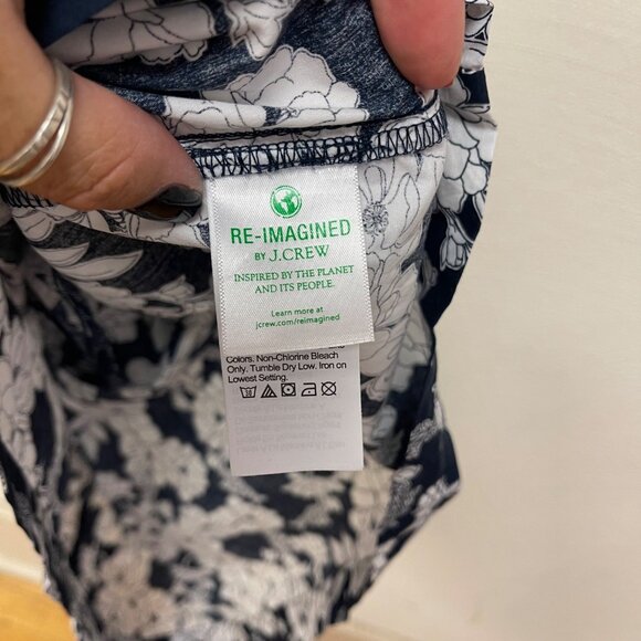 J. Crew Tie Shoulder Poplin Dress in Magnolia Floral Navy BG490 Size M - Picture 7 of 9